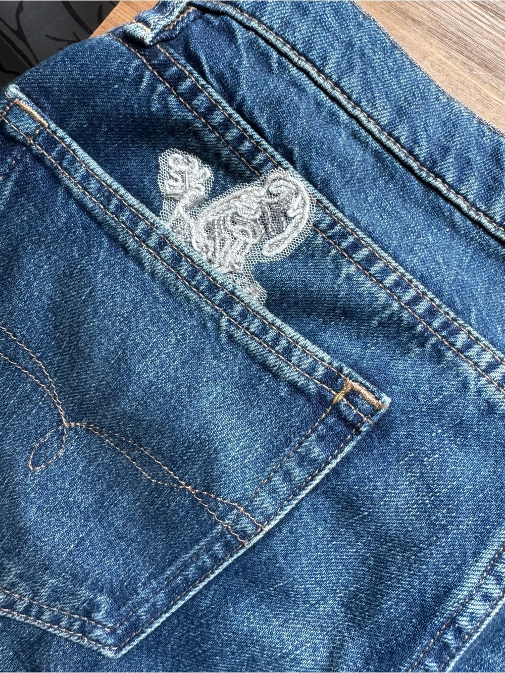 Lauren Ralph Lauren Womens Lace Patchwork Relaxed Tapered Jeans in Indigo Sz 6 - Picture 8 of 11